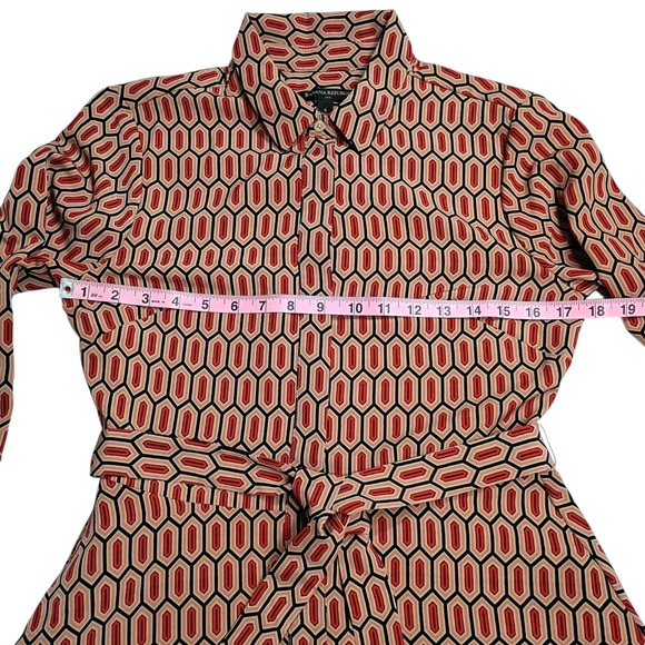 Banana Republic Shirt Dress Red Belted Split Bell Sleeves Size 6 Preppy Corpcore - Picture 7 of 12